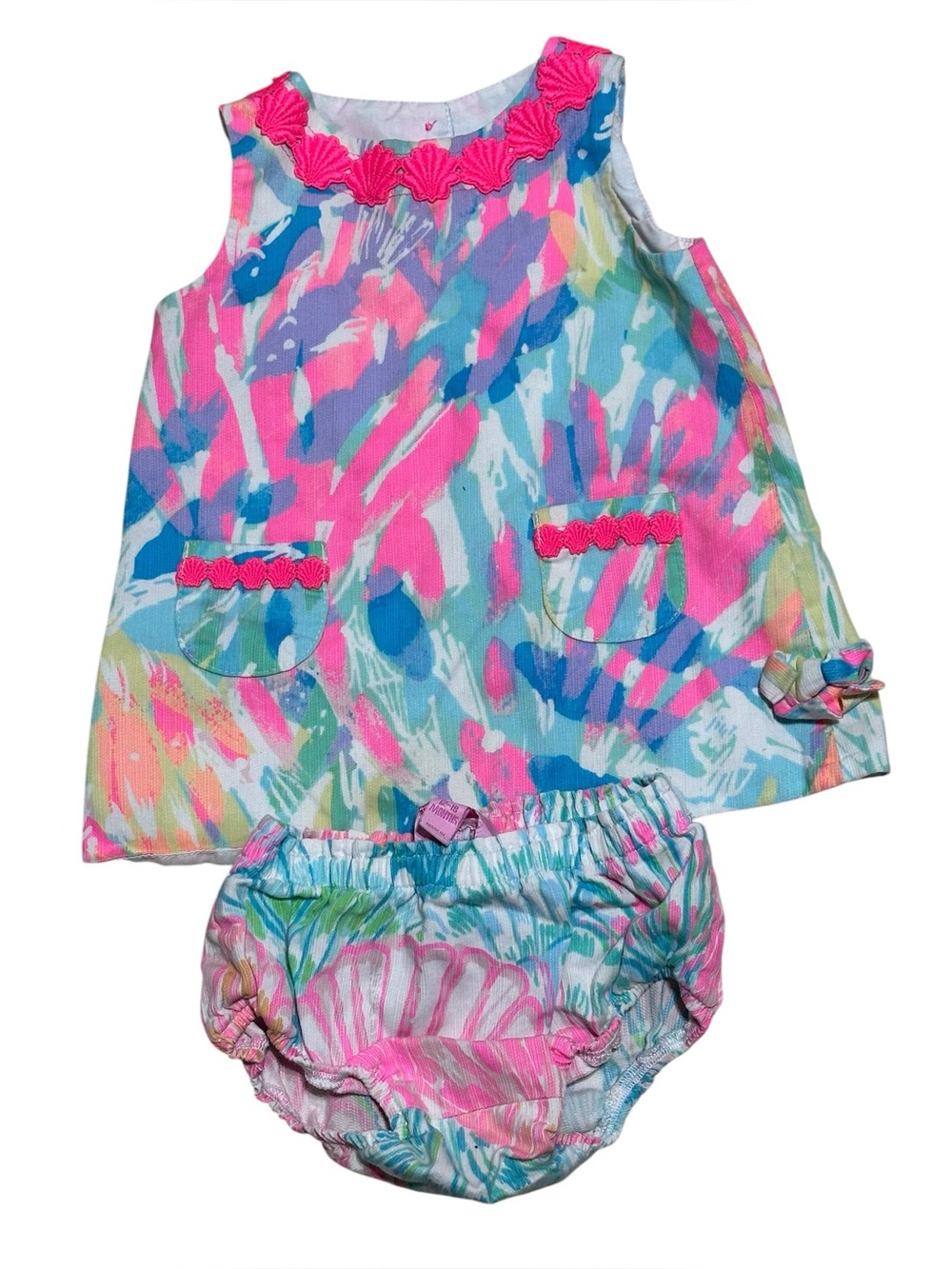 Lilly Pulitzer Colorful Tropical Baby Dress Set - Pink, Blue, Green 6-12 month